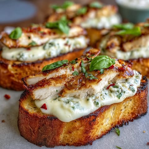 Golden, crispy sourdough topped with juicy grilled chicken, vibrant green pesto, and a creamy burrata ball drizzled with olive oil.