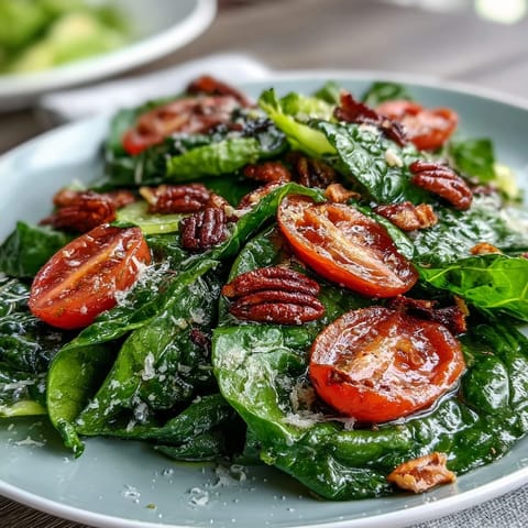 Vibrant dandelion greens salad with lemon vinaigrette, Parmesan, and toasted pine nuts in a white bowl.