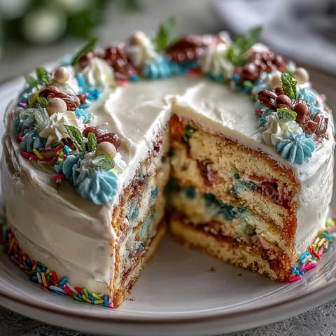 Cinco de Mayo Piñata Cake with Rainbow Inside: A vibrant, colorful layer cake with a hidden candy surprise for festive celebrations.