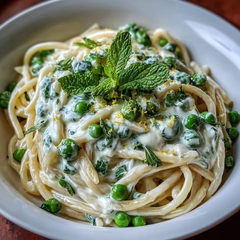 Creamy lemon ricotta pasta with peas and mint, a vibrant, easy weeknight meal.
