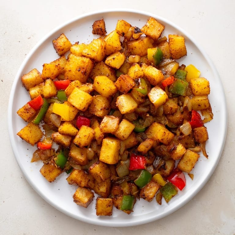 A generous serving of classic home fries: golden and crispy, ready to be enjoyed with eggs.