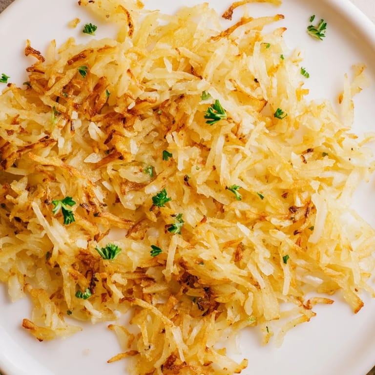 Fluffy inside, crispy outside: delicious homemade hash browns, the ideal savory breakfast treat.