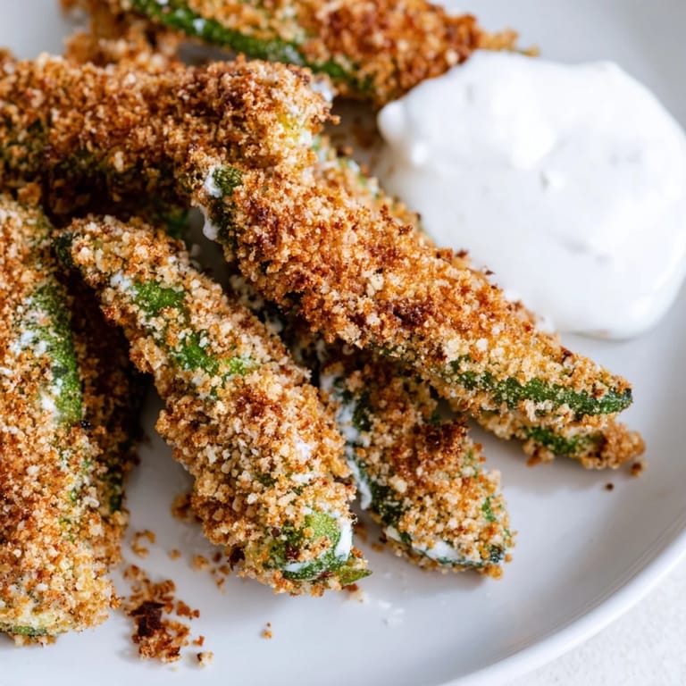 Savory fried pickles with crispy, seasoned breading, a delicious and easy crowd-pleaser for any gathering.