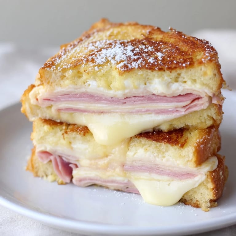 Imagine this delicious Monte Cristo sandwich: warm and comforting, perfectly fried, served with raspberry preserves.