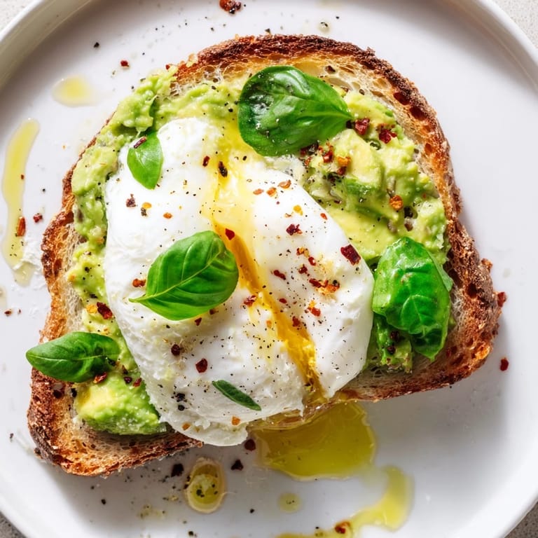 An Avocado Mozzarella Tartine served warm on a plate, with a side salad and a drizzle of olive oil.