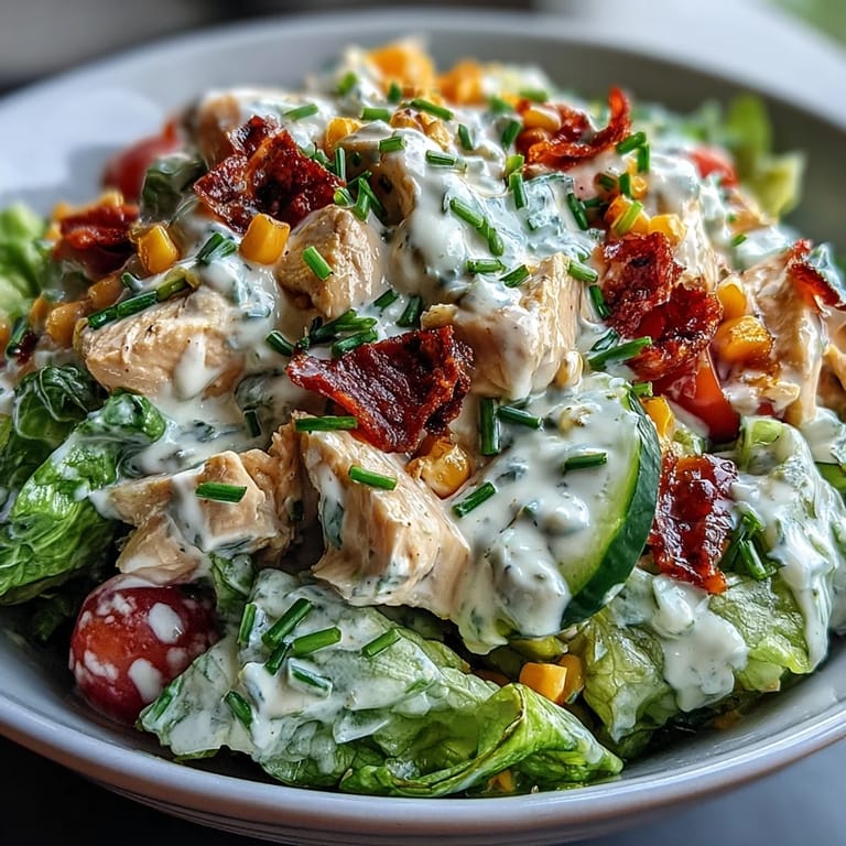 Crisp lettuce tossed with tender chicken and cheddar in this delightful salad.