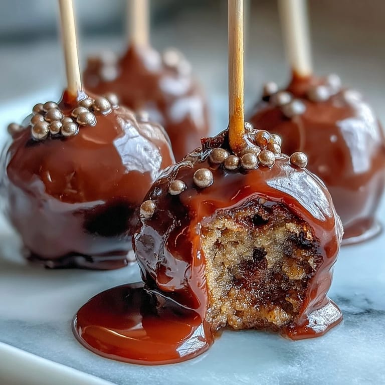 Rich chocolate Pot of Gold Cake Pops dipped in black candy coating, decorated with golden coins for a holiday dessert.