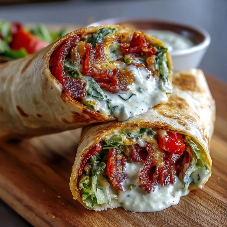 Vibrant Italian sub tortilla wraps filled with roasted peppers, banana peppers, lettuce, and tangy dressing for a crowd-pleasing appetizer.
