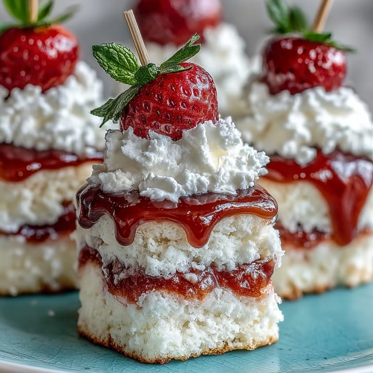 Sweet, deconstructed Mini Strawberry Shortcake Bites ready for party guests.