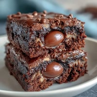 Cadbury Egg Chocolate Brownies with Crumbled Top: Decadent fudgy brownies filled with Cadbury mini eggs and topped with a crunchy chocolate crumble.