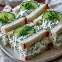 Elegant cucumber and cream cheese Benedictine tea sandwiches on white bread, perfect for Kentucky Derby brunches.