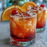 Ombre Sunrise Mocktail with Grenadine: A vibrant, layered drink featuring citrus juices and sweet grenadine syrup in a tall glass.